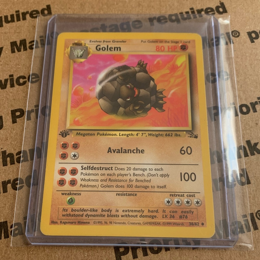 ‘99 Golem 1st Edition Pokémon Card